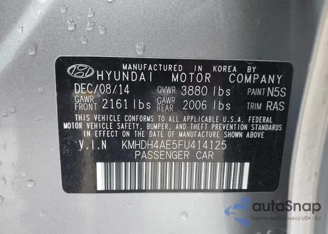 2015 Hyundai Elantra Se z USA, uszkodzony, nr VIN KMHDH4AE5FU414125